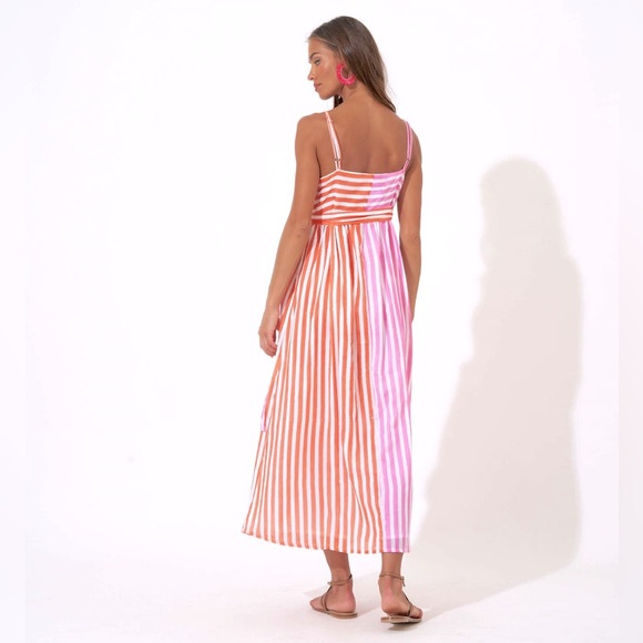 Oliphant bi-color Sleeveless Wrap Striped Maxi Dress - New with Tags - Picture 2 of 3